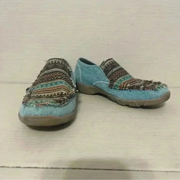 Girls Roper Slip Ons  Turquoise Size 1 - Picture 6 of 9